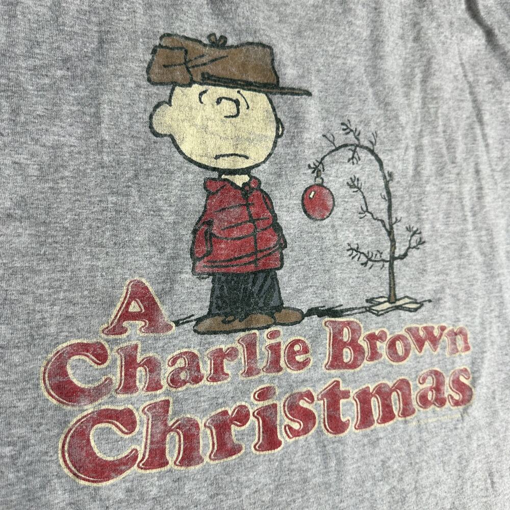 Vintage 90s Charlie Brown Christmas Gray Streetwear T-Shirt XL - Picture 2 of 5
